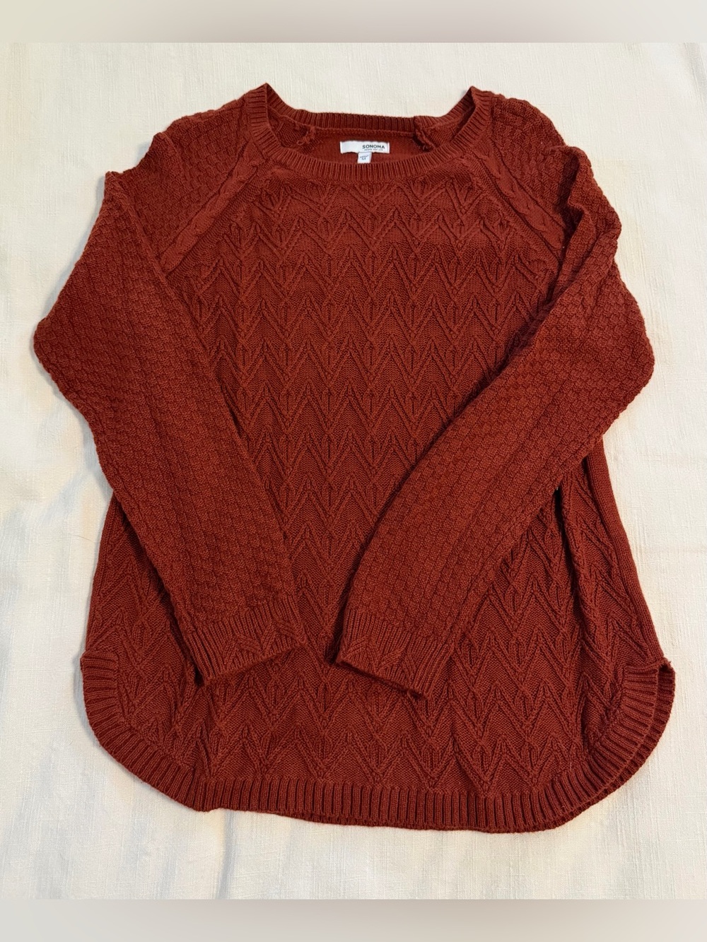Sonoma Cable Knit Crewneck Sweater - Rust